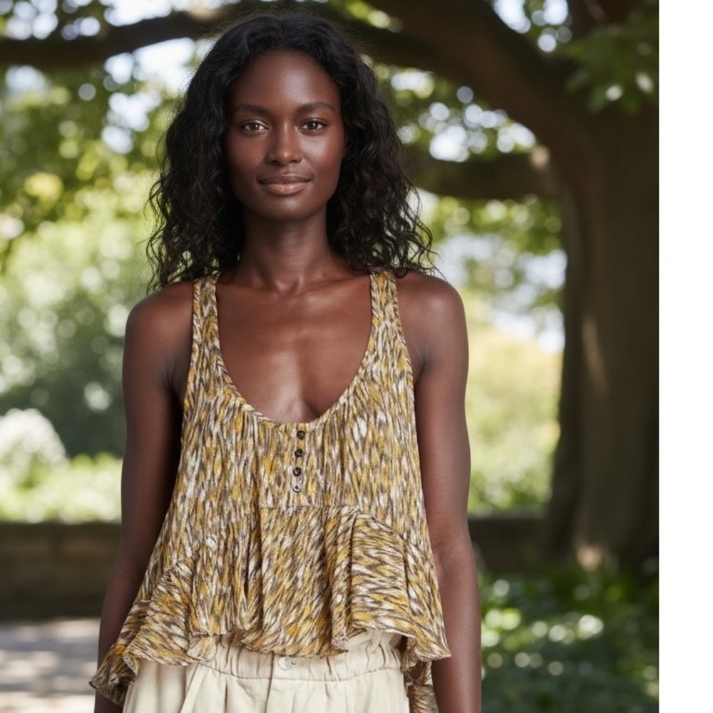 Isabel Marant Etoile Slimea Peplum Racerback Top Bohemian Festival Breezy XS